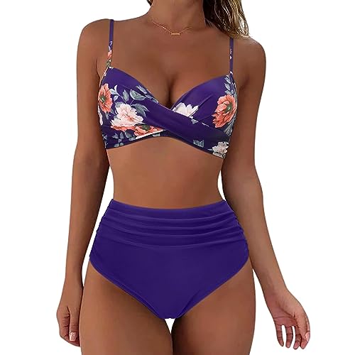 Damen Bikini Set Wickeloptik, Bikini Brazilian Style Sexy Bikini Bademode Damen, Strandmode Damen Sommer 2025 Neues Modell Hohles Design V Ausschnitt Swimsuits Swimwear Badebekleidung von Generisch