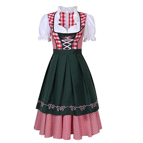 Damen Dirndl Midi Lang Trachtenkleid Mit Bluse Spitze Dirndelkleider Set Knielang Trachten Dirndl-Komplettsets Komplett Für Deutsches Kleid Women's Party Sexy Dress Outfit Prom Oktoberfest von Generisch