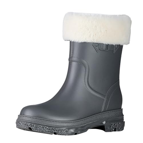 Damen Gummistiefel Warm Gefüttert Halbhoher Regenstiefel Gummistiefel Damen Gefüttert wasserdichte Und Federleichte Regenstiefel Gefütterte Warme Stiefel Universal Warm Boots von Generisch