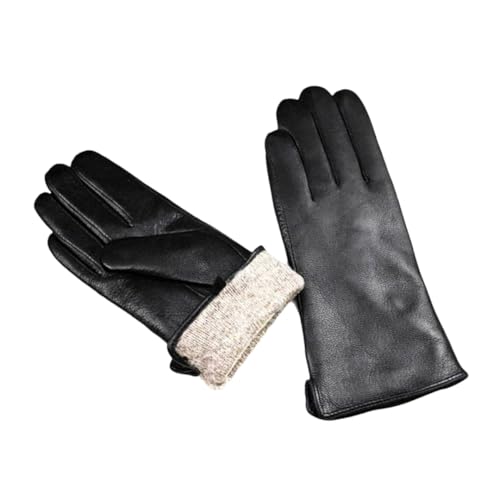 Damen Handschuhe aus genarbtem Leder, Fleecefutter, warmer Motorrad-Reithandschuh von Generisch