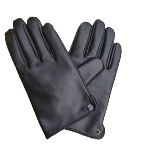 Damen Herren Naturleder Winter Verdicken Warm Knopf Handschuhe Leder Sport Motorrad Fahrhandschuhe Dunkel Kaffee L von Generisch