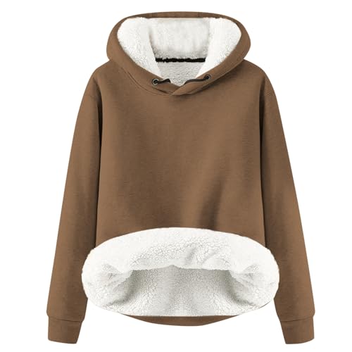 Damen Hoodie Gefütterte Fleece Mit Kapuze Dicke Pullover Sweatshirt Winter Warm Pullover Damen Fleecepullover Fleece Pulli Kapuzenpullover Casual Sportlich Langarmshirt Thermounterwäsche Teddyjacke von Generisch