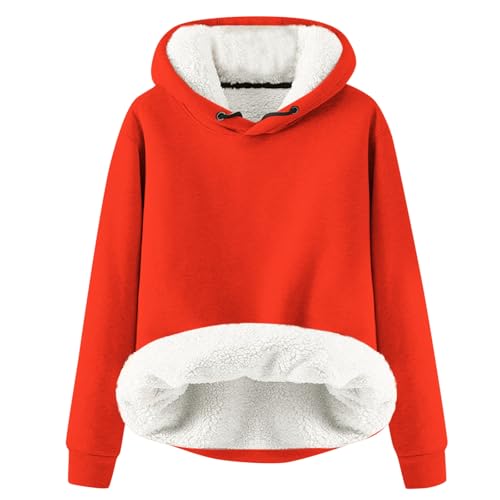 Damen Hoodie Gefütterte Fleece Mit Kapuze Dicke Pullover Sweatshirt Winter Warm Pullover Damen Fleecepullover Fleece Pulli Kapuzenpullover Casual Sportlich Langarmshirt Thermounterwäsche Teddyjacke von Generisch