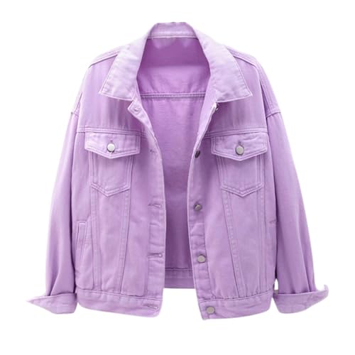 Damen-Jeansjacken Jacke Geknöpft Langarm Jacket Einfarbig Vintage Geknöpft Denim Leichte Jeans Jeansjacken Übergangsjacke Jeansjacke Kurzjacke Frühlingsjacke Damenjacken Lila S Damen-Jeansjacken Jacke Geknöpft Langarm Jacket Einfarbig Vintage Geknöpft Denim Leichte Jeans Jeansjacken Übergangsjacke Jeansjacke Kurzjacke Frühlingsjacke Damenjacken Lila S von Generisch