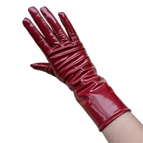 Damen Lange Handschuhe Frühling und Winter Herren Lackleder Motorrad Warm Arm Warme Handschuhe von Generisch