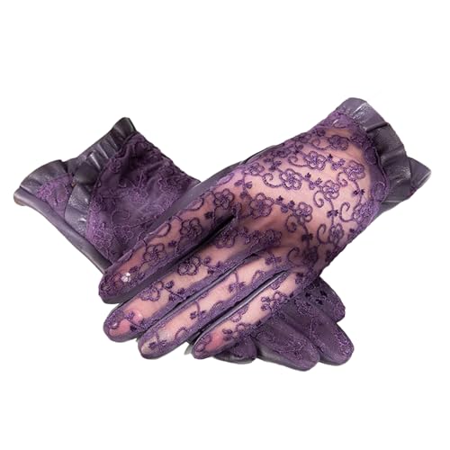 Damen Leder Sexy Handschuhe Sonne Atmungsaktive Spitze Vollfinger Handschuhe von Generisch