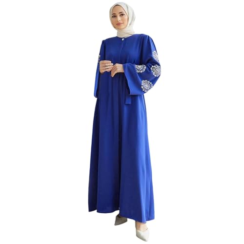 Damen Muslimischen Jilbab Kleid Elegante Einteilig Islamischen Abaya Maxi Gebetkleid mit Gürtel Langarm Einfarbig Lose Robe Nahen Osten Dubai Türkei Arabisch Kaftan für Ramadan, Eid, Shahada von Generisch