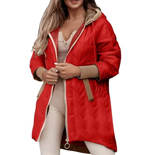 Damen Parka Winter Sale, Kurz Daunenjacke Damen Winter Leichte Steppjacke - Warm Sportlich Steppmantel Daunenmantel Mit Kapuze Gestrickte Ärmel Winter Jakes Wintermantel Dicker Puffer Jacke von Generisch