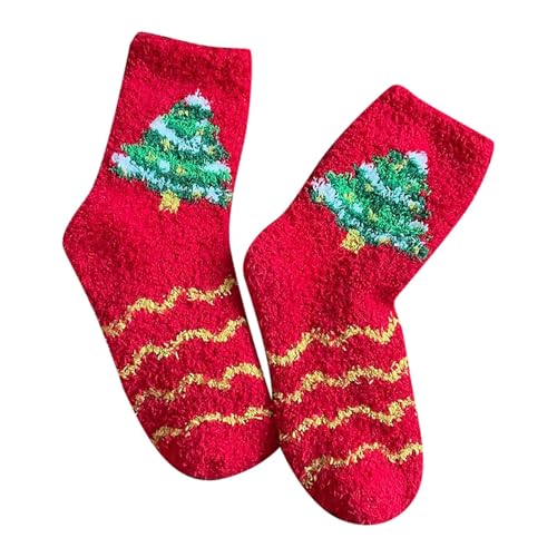 Damen Sale，Weihnachtssocken Kuschelsocken Weihnachten Nikolaus Socken Unisex Damen Winter Weihnachts Lustige Männer Kuschel Geschenke Für Herren Gold，A von Generisch