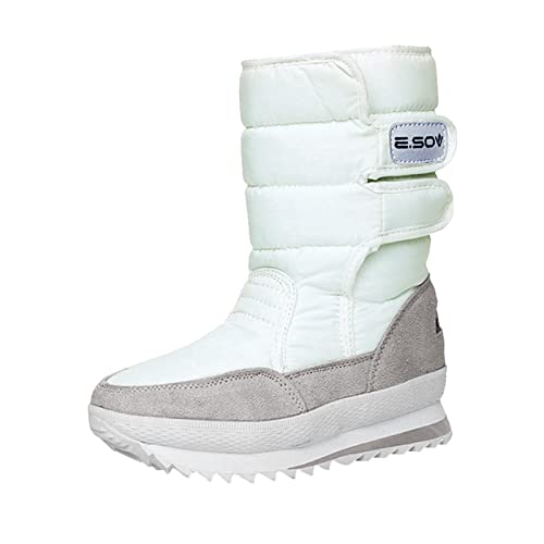 Damen Sale Winterschuhe Damen Schuhe Snowboot Boots Gefüttert Schnürschuhe Fall Winter Schnür Knöchelschuhe Sneaker Halbschuhe-Damen Weiß,40 von Generisch