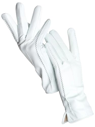 Damen Schaffell Handschuhe Winter Warm Plus Fleece Kurz Dünn Touchscreen Fahren Lederhandschuhe von Generisch