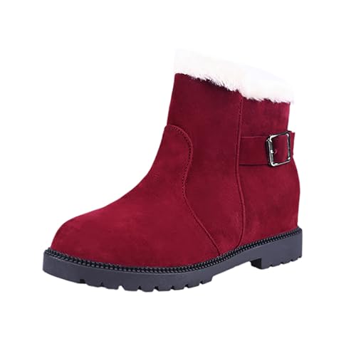 Damen Schuhe Sale Winter Schuhe Damen Stiefelette Sneaker Gefüttert 2024schuhe High Top Sneakers Boots Winterschuhe 36 Mädchen Winterstiefel Rot,39 von Generisch