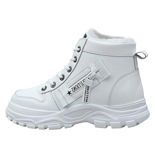 Damen Schuhe Sale Winterschuhe Damen Boots Winter Sneaker Gefüttert Schnürschuhe Winterstiefel Zum Schnüren Fall Gefütterte Stiefel Für 36 Mädchen Weiß,42 von Generisch