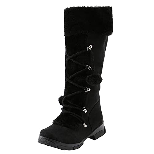 Damen Schuhe Sale Winterschuhe Damen Gefüttert Barfuß Schuhe Winter Boots Schnürboots Stiefletten Fall Women Winterboots Weite H Sneaker 2024schuhe Schwarz,39 von Generisch