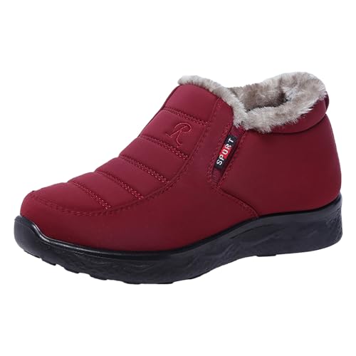 Damen Schuhe Sale Winterschuhe Damen Outdoor Schuhe Sneaker Gefüttert Winter Barfußschuhe Boots Schnürschuhe Winterstiefel Winterboots 36 Mädchen Rot,41 von Generisch