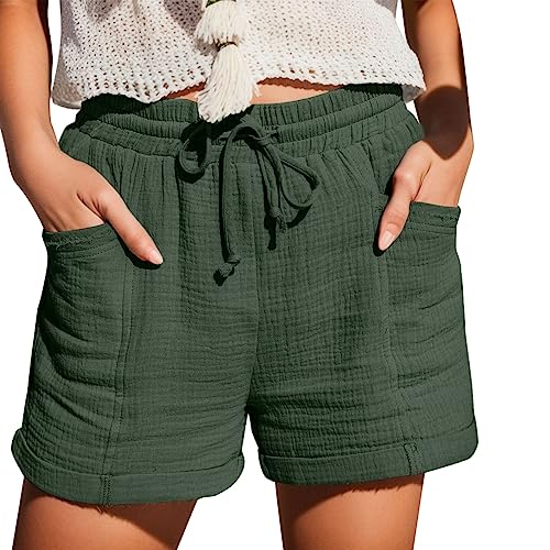Damen Shorts Sommer, Shorts Damen Sommer Leinen Musselin Kurze Hose Beach Shorts Mit Taschen Mode Lässige Stoffhose Freizeit Shorts Elastische Taille Stretch Gerades Bein Sport Shorts Mit Kordelzug Le Damen Shorts Sommer, Shorts Damen Sommer Leinen Musselin Kurze Hose Beach Shorts Mit Taschen Mode Lässige Stoffhose Freizeit Shorts Elastische Taille Stretch Gerades Bein Sport Shorts Mit Kordelzug Le von Generisch