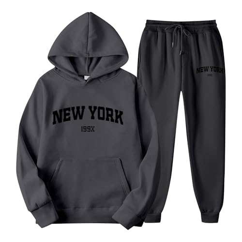 Damen Sportanzug, Hausanzug, Jogginganzugdamen, Tracksuit Herren, Jogginganzug Damen Und Herren Set - Baumwolle Oversize Trainingsanzug Hoodie Und Jogginghose Unisex Baggy Hausanzug Sportanzug von Generisch