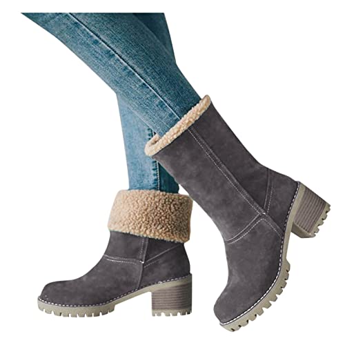 Damen Stiefeletten, Damen Boots, Damen Winterschuhe Winter Schuhe Sneaker Gefüttert Boots Regenstiefel Schwarz Damenstiefel Schlupfstiefel wasserdichte Stiefel von Generisch