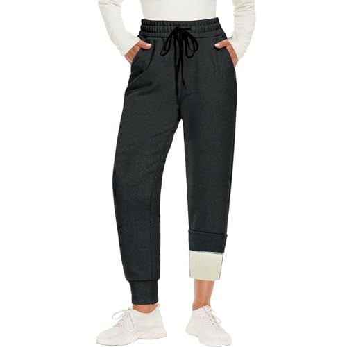 Damen Thermohose Gefütterte Jogginghos Winter Warm Fleecehose Mit Taschen Verdickte Kordelzug Sportleggins Laufhose Trainingshose Wanderhose Outdoor Hosen Sweatpants Freizeit Thermohose von Generisch