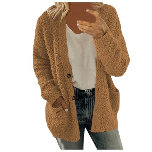 Damen Winterjacke, Sherpa Jacke Damen, Teddyfleece Jacke Damen Teddy Mantel Wintermantel Fleecejacke Lang Teddyjacke Mit Kapuze Winterjacke Warm Fleecepullover Herbstjacke - Winter Herbstmode von Generisch