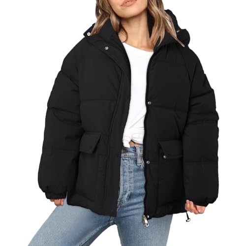 Damen Winterjacke Sale Daunenjacke Damen Winter Puffer Jacke Jacket Winterjacken Für Winterjacke Teenager Mädchen Übergangsjacke Schwarz Jacken Damenjacken 104 Schwarz，M von Generisch