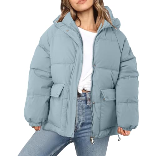 Damen Winterjacke Sale Puffer Jacke Damen Herbstjacke Jacken Übergangsjacken Übergangsjacke Mädchen 152 Ragwear Winterjacke Winter Teenager Damenjacke Jacket Woman Hellblau，XL von Generisch