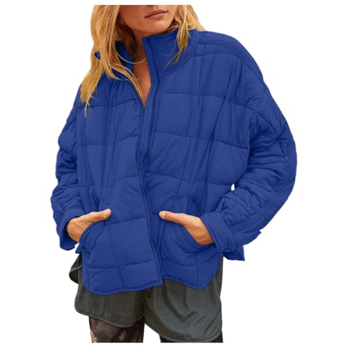 Damen Winterjacke Sale Winter Jacket Leichte Steppjacke Übergangsjacken Damen Herbstjacke Jacken Übergangsjacke Winterjacke Kurz Elegant Winterjacken Blau，L von Generisch