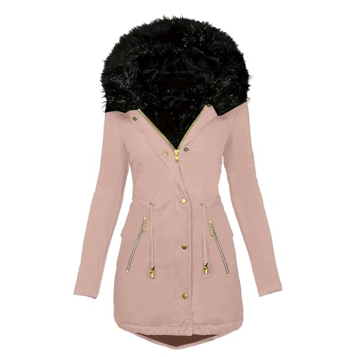 Damen Wintermantel, Mantel Damen Winter Warm Gefüttert Winterjacke Lange Elegant Damenmantel Langarm Parka Jacke Mit Kapuze Winterparka Winddicht Wintermantel Outdoor-Plüschjacke Lässig Dicker Steppma von Generisch