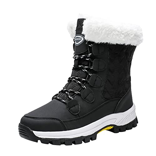 Damen Winterstiefel Gefuttert Wasserdicht Flauschige Kurzschaft Boots Gefüttert Herren Stiefeletten Komfort Trekking Stiefel Wärme Winter Flache Schuhe Bequeme Outdoor Schlupfstiefel von Generisch