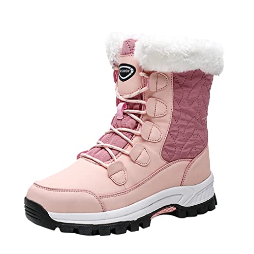 Damen Winterstiefel Gefuttert Wasserdicht Flauschige Kurzschaft Boots Gefüttert Herren Stiefeletten Komfort Trekking Stiefel Wärme Winter Flache Schuhe Bequeme Outdoor Schlupfstiefel von Generisch