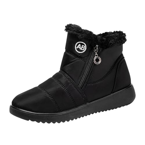 Damen Winterstiefel Wasserdicht Leicht Gefütterte Trekkingschuhe Wärme Mädchen Stiefel Flauschige Wasserfeste Niedriger Stiefel Kurzschaft Winter Flache Schuhe Outdoor Komfort Stiefeletten von Generisch