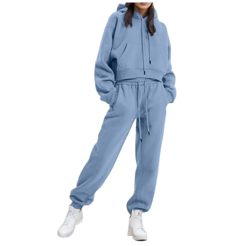 Damen Zweiteiler Jogginganzug Damen Große Größen Tracksuit DamenEinfarbige, lässige Herbst- und Winterhose, modischer Winter Gelb M von Generisch