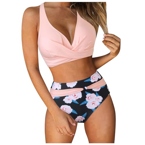 Damen Zweiteilig Badeanzug Plus Size Beachwear Festival Badeshorts Bling Badeanzug Sexy Swimsuit Vintage Badebekleidung Comf Bikinihose High Waist Surfanzug Trendy Badekleid von Generisch