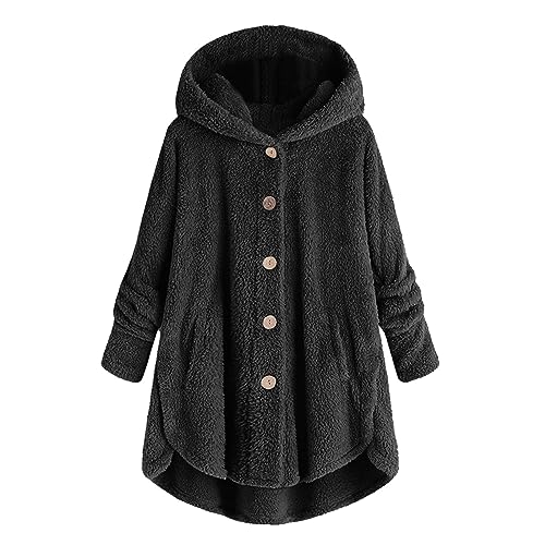 Damenmode Sale Winterjacke Mädchen Sweatjacke Winter Jacken Flauschige Fleecejacke Jacke Damen Strickjacke Mit Reissverschluss Teddy Dame Wollfleece Dunkelgrau，4XL von Generisch