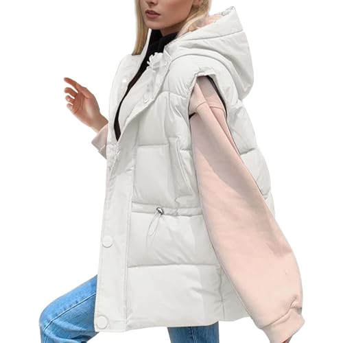 Damenwesten, Übergangsjacke Damen Lang, Damen Weste Damen-Westen Mantel Winter Jacke Herbst Windstopper Leichte Steppweste Steppmantel Leicht Mode Lang Wintermantel Warm Gilet Daunenmantel Dünne von Generisch