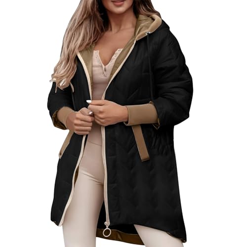 Daunenjacke Sale, Kurz Steppjacke Damen Winter Leichte Daunenjacke - Warm Sportlich Steppmantel Daunenmantel Mit Kapuze Gestrickte Ärmel Winter Jakes Wintermantel Dicker Puffer Jacke von Generisch