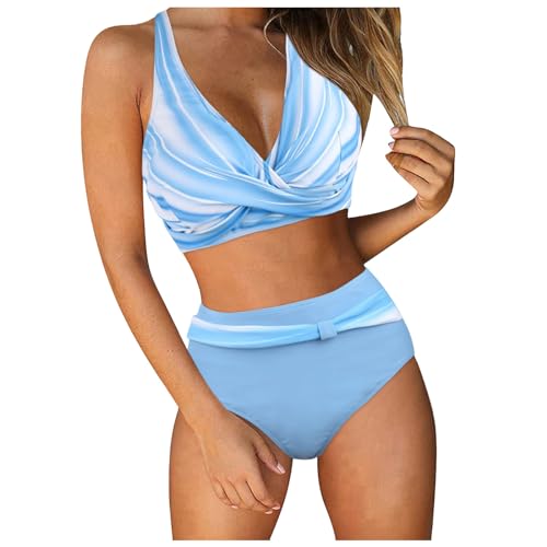 Deals of The Day, Damen Zweiteiliger Badeanzug V Ausschnitt überkreuztes Bikini Bademode Bauchkontrolle Bikini Sets Atmungsaktiver Elastischer Badeanzüge Sexy Comf Badebekleidung von Generisch