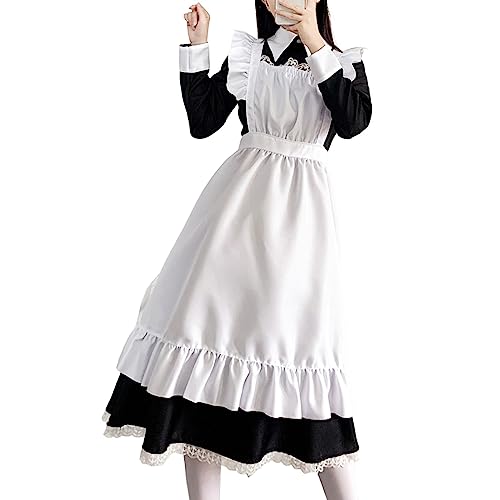 Dirndl Damen 2 Teilig Midi Lang Trachtenkleid Modern Spitze Dirndelkleider Set Mit Bluse Knielang Trachten Komplett Dirndl-Komplettsets 3 Bavarian Oktoberfest Party Kleider von Generisch