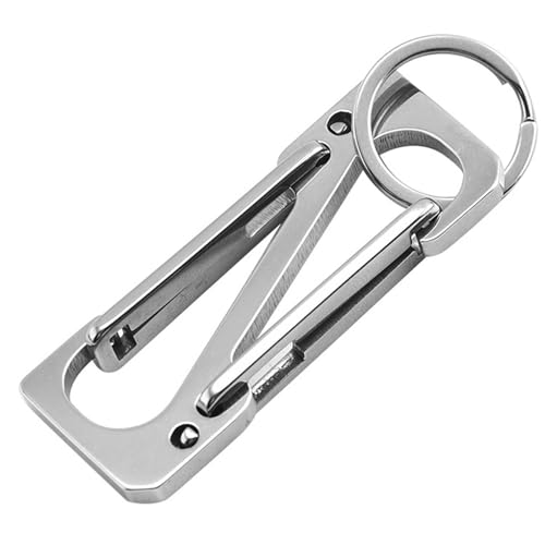 Doppelter offener Schlüsselanhänger, Edelstahl-Karabiner-Schlüsselanhänger – Schnellverschluss-Multi-Werkzeug-Schlüsselhalter für Camping, Klettern, Outdoor von Generisch