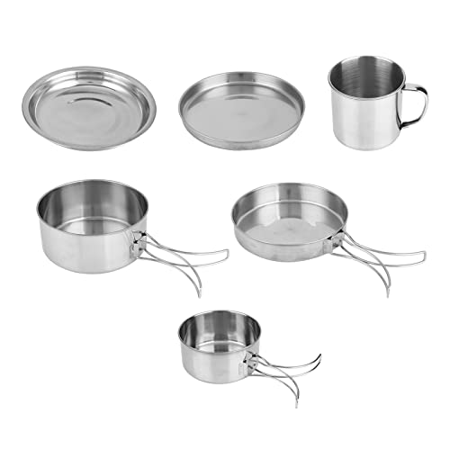 Edelstahl Camping Kochgeschirr Edelstahl Camping Wasserkocher 23x16x9 8 Stück Edelstahl Grillschüssel Set Camping Kochgeschirr Picknick Tragbar von Generisch