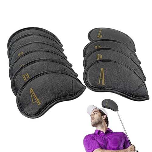 Eisenhüllen für Golfschläger,Eisenschlägerhüllen für Golfschläger | 10 Stück Iron Head Covers PU Leder Club Covers Head Covers | Exquisite Eisen-Schutzhülle für den Schlägerkopf, Keil-Golfeisen-Abdeck von Generisch