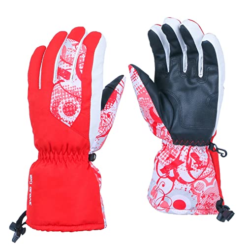 Elegante Handschuhe Damen Handschuhe Netz Snowboard-Winterhandschuh beides warm Frauen atmungsaktiv passt Handschuh Skihandschuh Snow wasserdicht Herren Weisse Handschuhe Damen Netzhandschuhe (Red, M) von Generisch