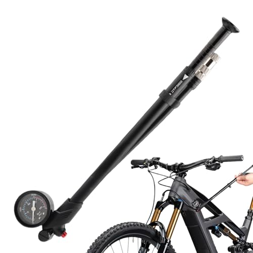 Fahrrad-Reifenpumpe – tragbare Mountainbike-Reifenpumpe mit Messgerät, präzise, tragbare Reifenpumpe, Reifenpumpe mit Manometer, leicht, Standradpumpe von Generisch