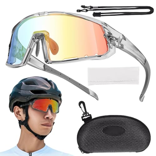 Fahrradbrille für Herren, Radbrille für Damen – Sport-Sonnenbrille, Fahrrad-Sonnenbrille für Männer und Frauen, Farbwechselgläser zum Laufen, Radfahren von Generisch