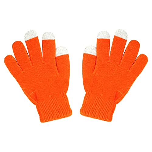 Fahrradhandschuhe für Kinder, gestrickt, nicht sichtbar, Wolle, Stretch, einfarbig, einfarbig, Damenhandschuhe, Fäustlinge (Orange, Einheitsgröße) von Generisch