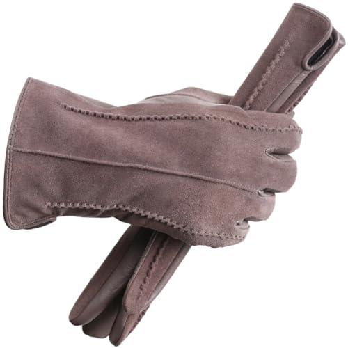 Farbige Damen-Handschuhe aus Veloursleder, weiches Schaffell, mehrere Farben, Khaki, Größe 41 von Generisch