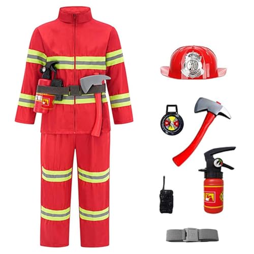 Faschingskostüme Kinder, Feuerwehrmann Kostüm Kinder, Feuerwehr Kostüm Kinder, Set 8 Teiliges, Faschingskostüme Kinder Junge, Feuerwehr Helm Kinder, Kostüm Junge 3 Jahre, Feuerwehr Kostüm Kinder 110, von Generisch