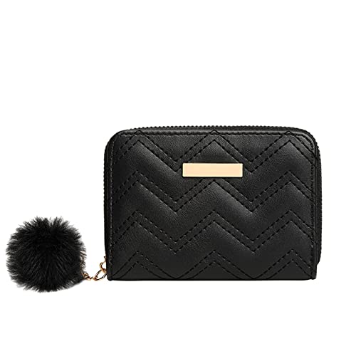 Fashion ID Short Wallet Solid Color Damen Reißverschluss Geldbörse Mehrere Kartenfächer Clutch Bag Handytasche Geldbörsen Herren Jack (Black, One Size) von Generisch