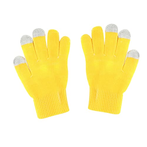 Fell Handschuhe Damen Slip Solid Cycling Finger Wool Color Strickhandschuhe Show Stretch-Handschuhe für, Keine Handschuhe Touchscreen Handschuhe Winter (Yellow, One Size) von Generisch