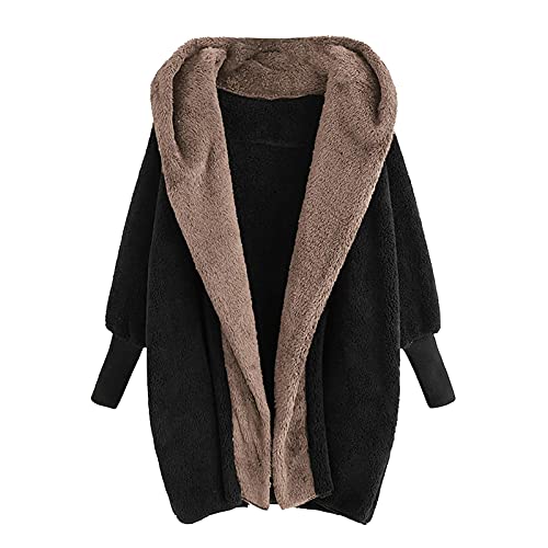 Felljacke Damen, Teddy Jacke, Fleecejacke Damen Teddyfleece Jacke Winterjacke Sherpa Kuscheljacke Winter Teddy Mantel Wintermantel Warm Teddyjacke Mit Kapuze Lang Fleecepullover von Generisch